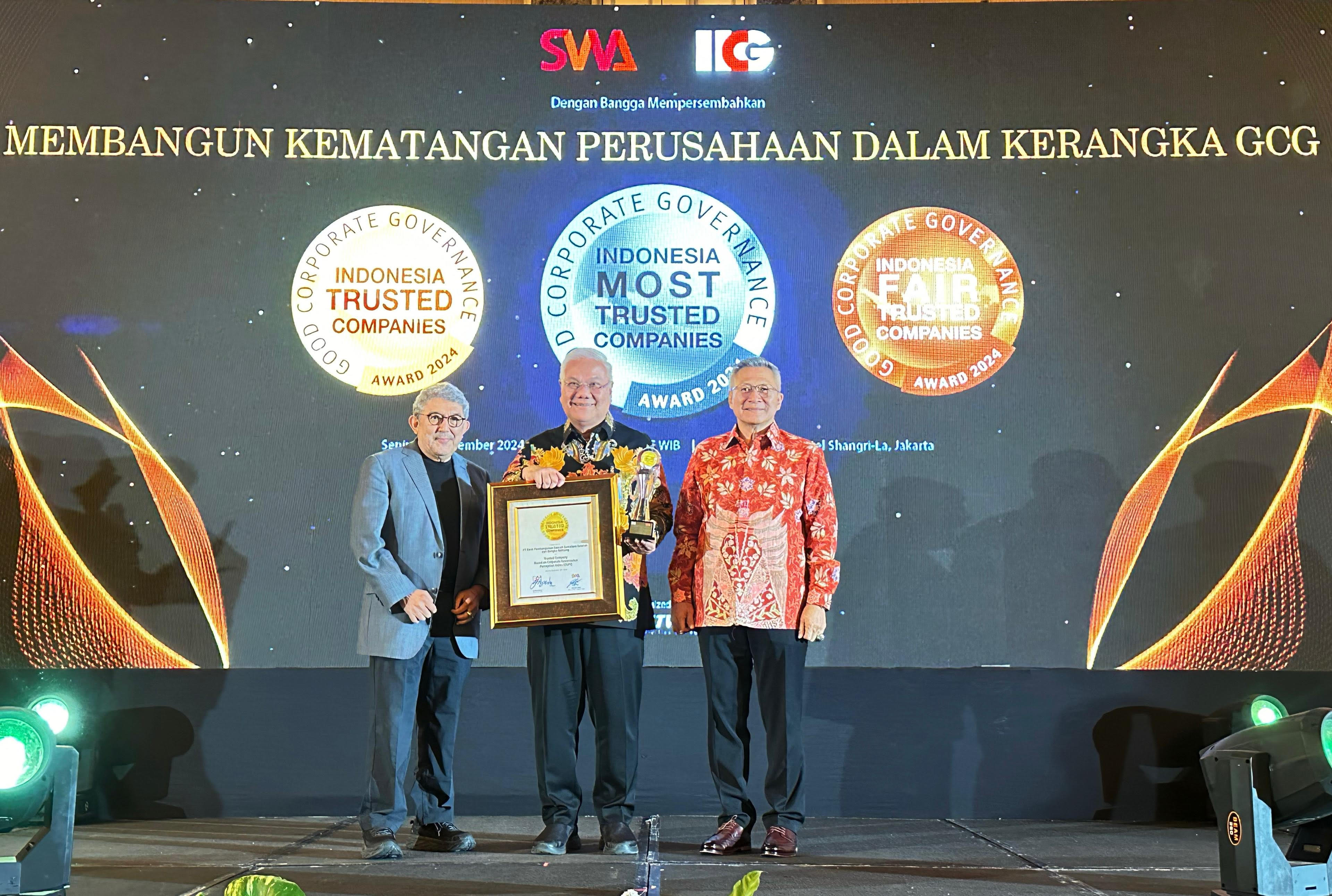 Trusted Company Award from IICG for Bank Sumsel Babel