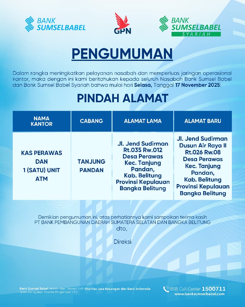 Pengumuman Jaringan Kantor
