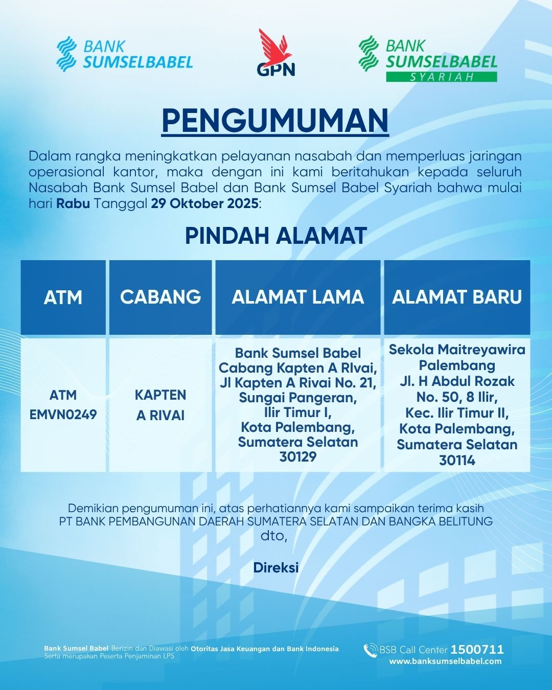 Pengumuman Jaringan Kantor